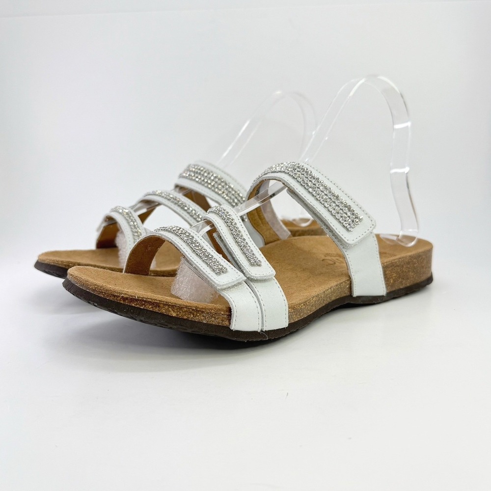 Vionic Afton White Rhinestone Sandals Adjustable Straps Comfort Womens 10 Party - Picture 6 of 15